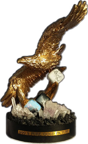 Статуетка на орел за подарък с полускъпоценни камъни