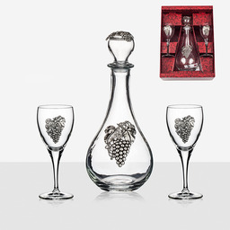 Уникален лукс комплект за вино със сребърна плочка