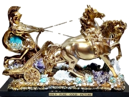 Римжка колесница статуетка със скъпоценни камъни и позлата