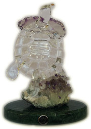 Пластика на кристална костенурка  с полускъпоценни камъни Аметист и Ахат