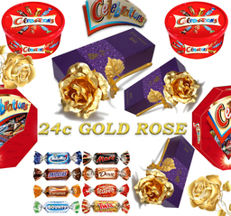 Бонбони Celebrations комплект за подарък и златна роза цена