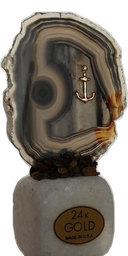 Котва от злато (585 проба) "КЪСМЕТ",инкрустирана с естествен диамант с полускъпоценни камъни ахат и кварц