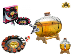 Рулетка игра за пиене с шотове и стъклено буре за различни видове алкохол