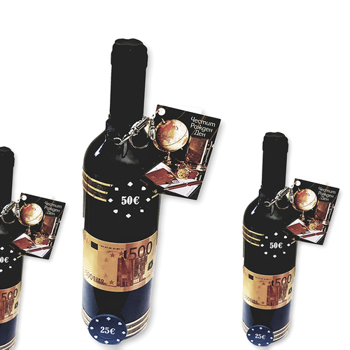 Луксозно вино за подарък 500 EURO с покер чипове