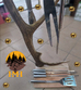 Reindeer antler with barbecue accessories and appetizer board