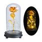 24K Gold Enchanted Rose Glass Dome LED Lighted Bulgarian Gift 